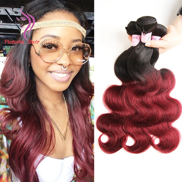 Brazilian Virgin Hair Body Wave 3 Bundles Dark Red Ombre Burgundy Brazilian Virgin Hair Body Wave 3 Bundles Dark Red Ombre Burgundy Stema