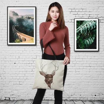 

Coustomer Animal portrait printing bag Tote Bag Women Fashion Handbags School Travel Shopping Shoulder Bags Reusable
