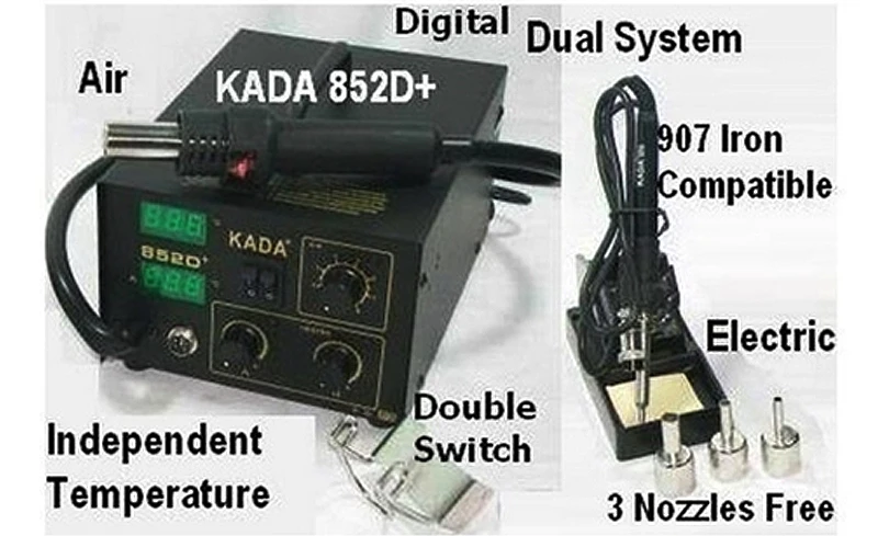 220В/110В KADA 852D + SMD Ремонтная система BGA паяльная станция пистолет горячего воздуха и