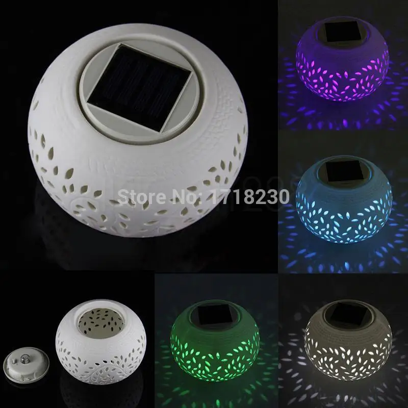 Colour Changing Led Sun Solar Ceramic Light Filigree Table Changing Led Sun Solar Ceramic