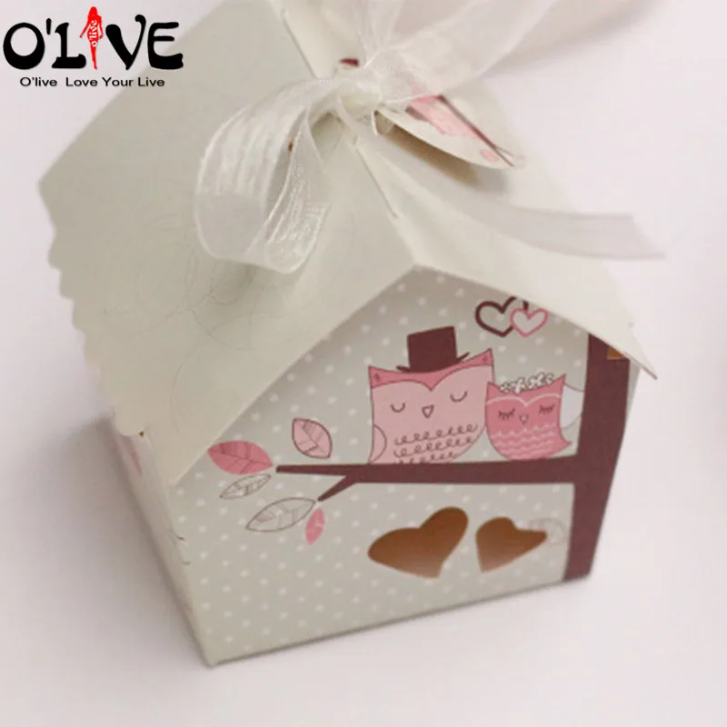 

50 Pcs Candy Box Mini House Bird Gift Box Birthday Party Favors Babyshower Chocolate Baptism Sugar Boxes Christening Sweets