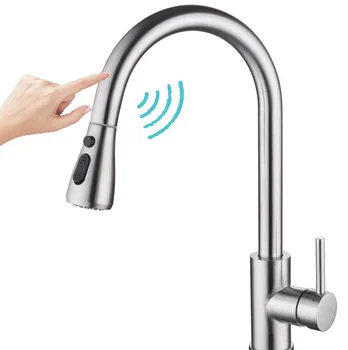 

Stainless Steel Sensor Kitchen Faucets Touch Inductive Sensitive Faucet Mixer Tap Single Handle Dual Outlet Water Modes
