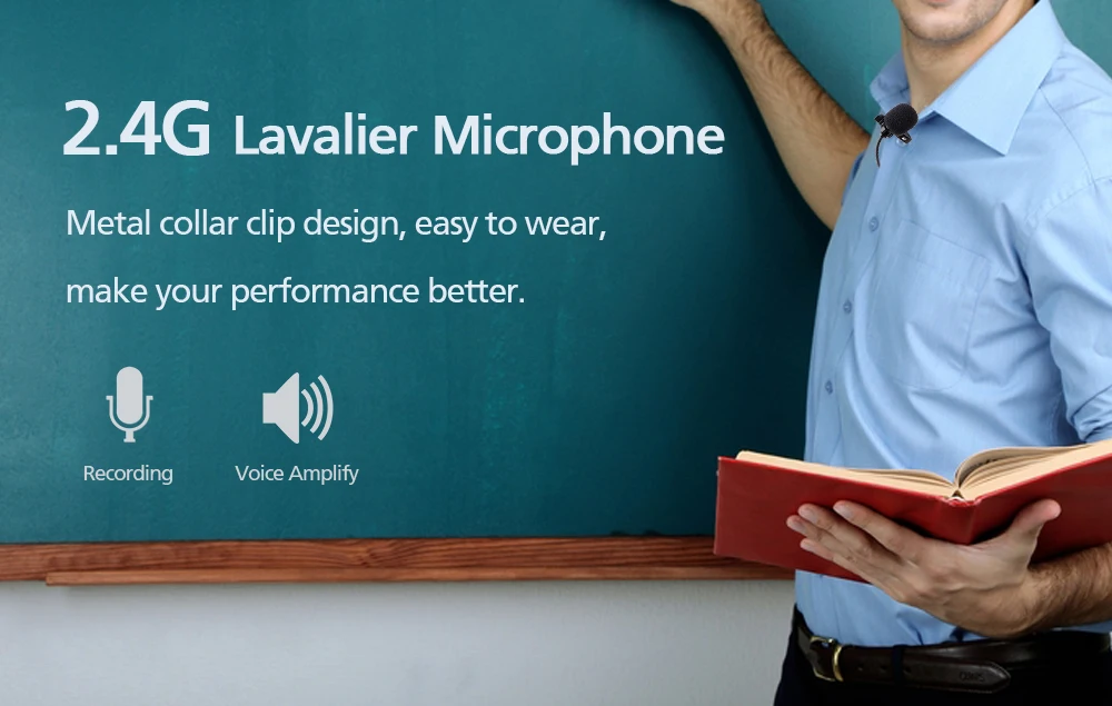 Lavalier 2.4G Wireless Microphone Clip MIC Speech Headset Megaphone Mic For Loudspeaker Teaching Meeting Tour Guide Microphone (1)