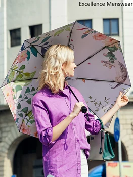 

Ultra Light Sun Umbrella Rain Women Flower 5 Fold Portable UV Protection Umbrella for Girls Upf 50+ Mini Compact Umbrella U5B47