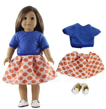 

3in1 Set Doll Clothes Outfit +white shoes for 18" inch American Doll