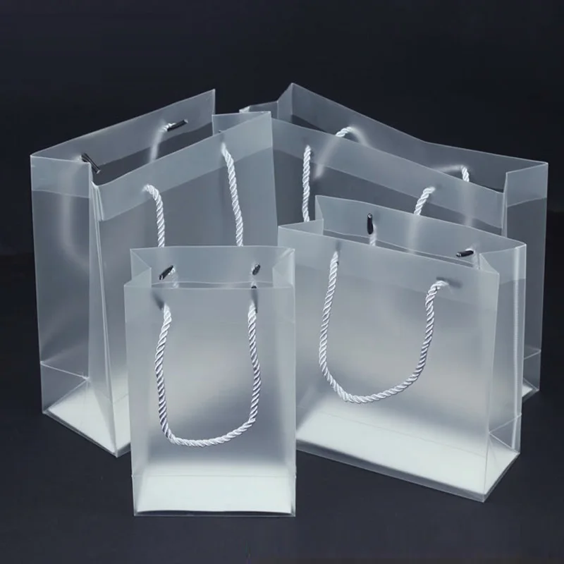10 шт-матовые PP Пластиковые Подарочные Упаковочные пакеты с ручкой прозрачная сумочка для свадебной вечеринки