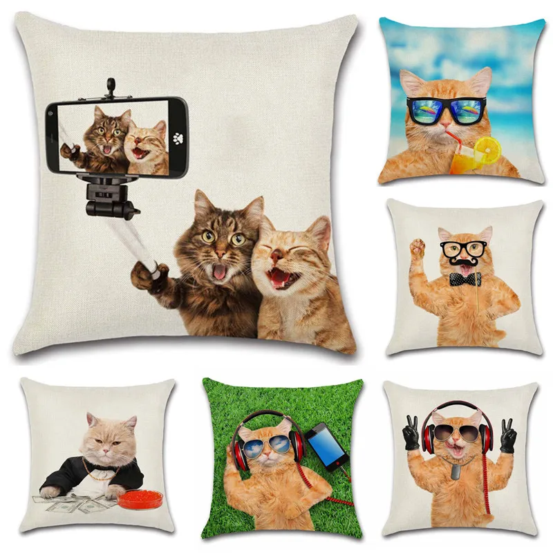 Смешные селфи музыка босс кошки наволочки украшения дома диван стул настроить ваши домашние животные фотографии Чехлы для подушек друг Дети подарок