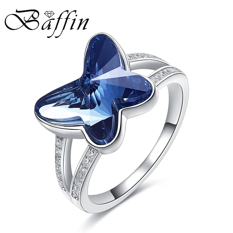 BAFFIN Настоящее Серебро S925 кольцо палец Свадебные украшения кристаллы от SWAROVSKI