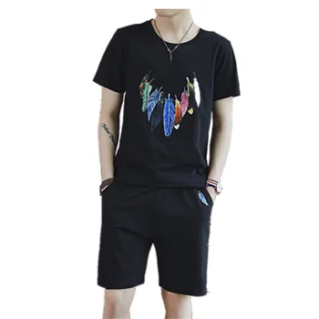 

2019 New Men T Shirt Sets Printed Summer Suits Casual Tshirt Men Tracksuits Brand Clothing S-3XL Set shorts Male T-shirt Tops