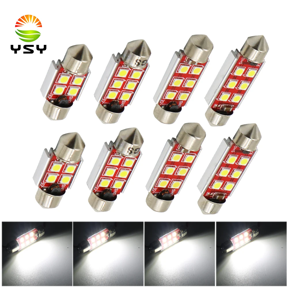 

YSY 50pcs Festoon CANBUS 4smd 31mm 6smd 36mm 39mm 41mm C5W C10W led ERROR FREE 3030 smd interior reading white bulbs dome lamp