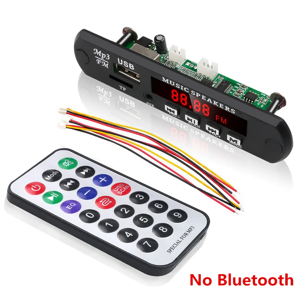 

KEBIDU No Bluetooth Car Kit 5V 12V MP3 WMA WAV Decoder Board MP3 Player Car Audio USB TF FM Radio Module with Remote Control