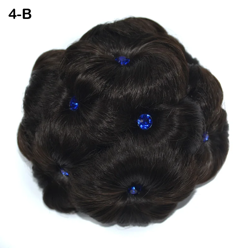 Jeedou синтетический шиньон с алмазной клипсой на накладной пучок для волос Updos 75 г круглые цветы пончик Черный Brwon цвет женские волосы - Цвет: 4-B