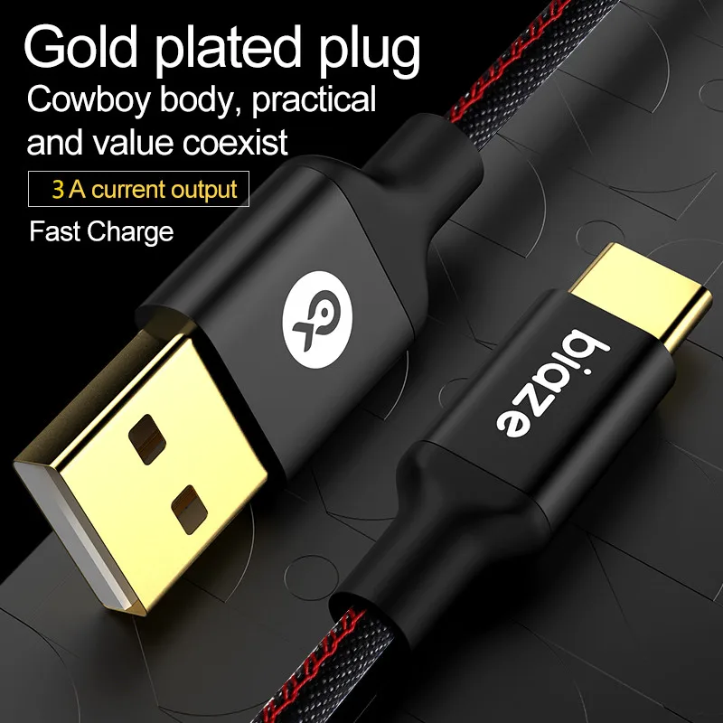 Biaze usb type C кабель для передачи данных Быстрая зарядка usb c кабель type-c USB кабель для зарядного устройства для huawei Xiaomi Mi 8 samsung S9 S8 plus Note 9 8