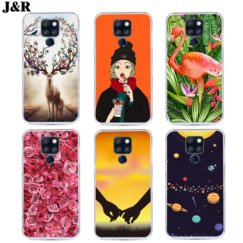 Phone Case For Huawei Mate 20 X Cover Soft Transparent Silicone Cases For Huawei Mate 20X Mate20 X 7.2" Protective Flower Girls