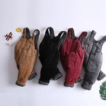 От 0 до 3 лет, новинка года, зимний плотный теплый повседневный комбинезон с флисовой подкладкой для мальчиков 1 шт., детские штаны, зимний комбинезон для мальчиков детские штаны