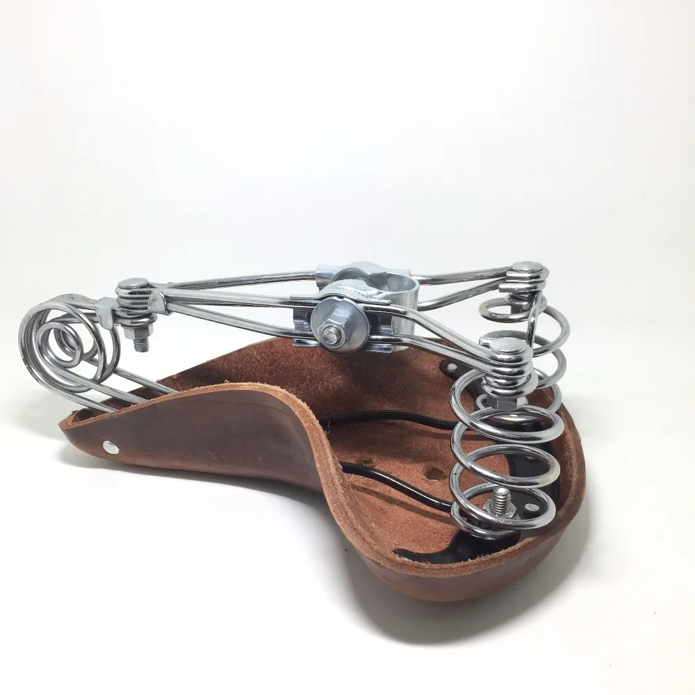 Kopen 100% lederen Vintage olifant lente echt leer voorjaar zadel oude stijl fiets zadel lederen zadel accessoires