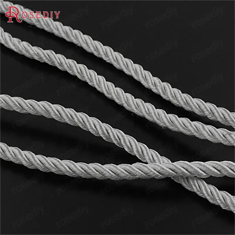 (29966)10 Meters 5mm Satin Polyester Cords Three strands of Rope Diy Jewelry Findings Accessories