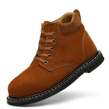 Мужские защитные туфли хаки и шляпа со стальной головкой, защитные туфли, противоскользящие, ударопрочные дышащие кожаные мягкие рабочие ботинки DXZ027