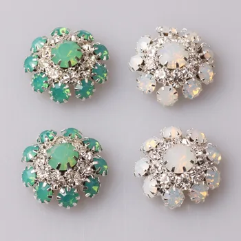 

22mm 10 pcs charm Crystal blue Rhinestone Buttons Clothing Sewing Scrapbook Craft Decorative