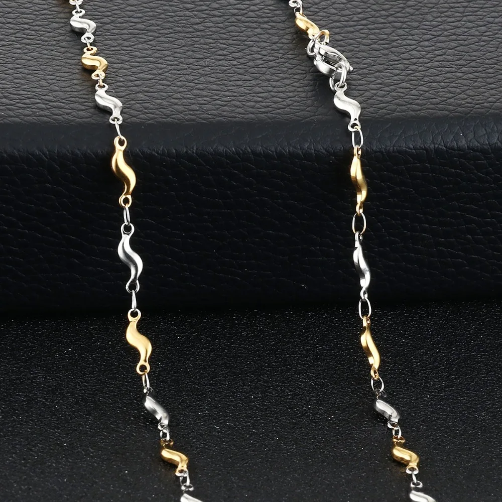 Female Chain Necklace Stylish Stainless Steel Gold Silver Color Wave Statement Initial Jewelry for Women Girl Gift CN50 | Украшения и