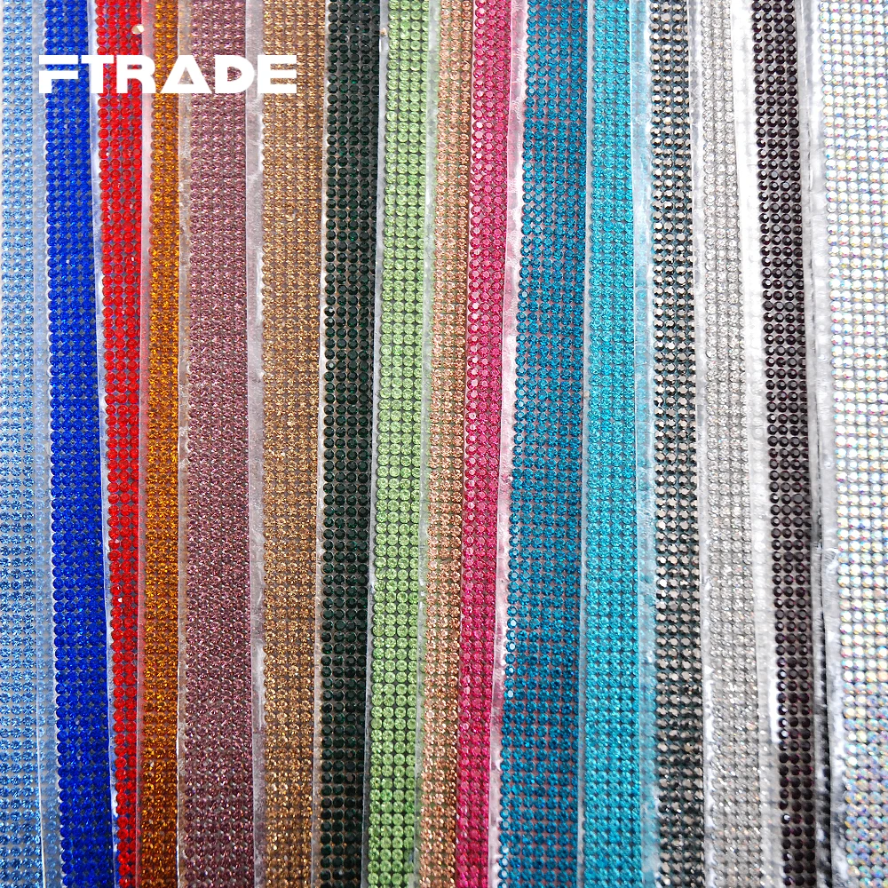 17 Color High Quality 24x40cm Glass Crystal Rhinestone Trim Hotfix Strass Applique Mesh Bridal Banding For Dress Clothes Jewelry 3