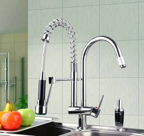 YANKSMART Chrome Brass Kitchen Faucet Pull Out Sink Swivel Spout Tap Pull Out Down Chrome Deck Mounted 8525-5 Sink Faucets Tap new design chrome pull out kitchen faucets copper pull down kitchen tap mixers torneiras