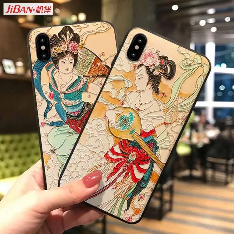 JIBAN или huawei P10 Nova4 P20 в китайском стиле 3D тиснением резьбой чехол для Коврики 20 10pro 9