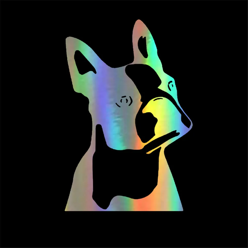 7.611.4CM Cute Boston Terrier Dog Car Window Decorative Stickers Cute Cartoon Vinyl Decal BlackSliverlaser (4)
