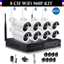 8CH Wireless Wifi 960P CCTV System 8 Channel NVR + 8PCS 960P IP Camera Real Plug and Play Home Security Camera Surveillance Kit