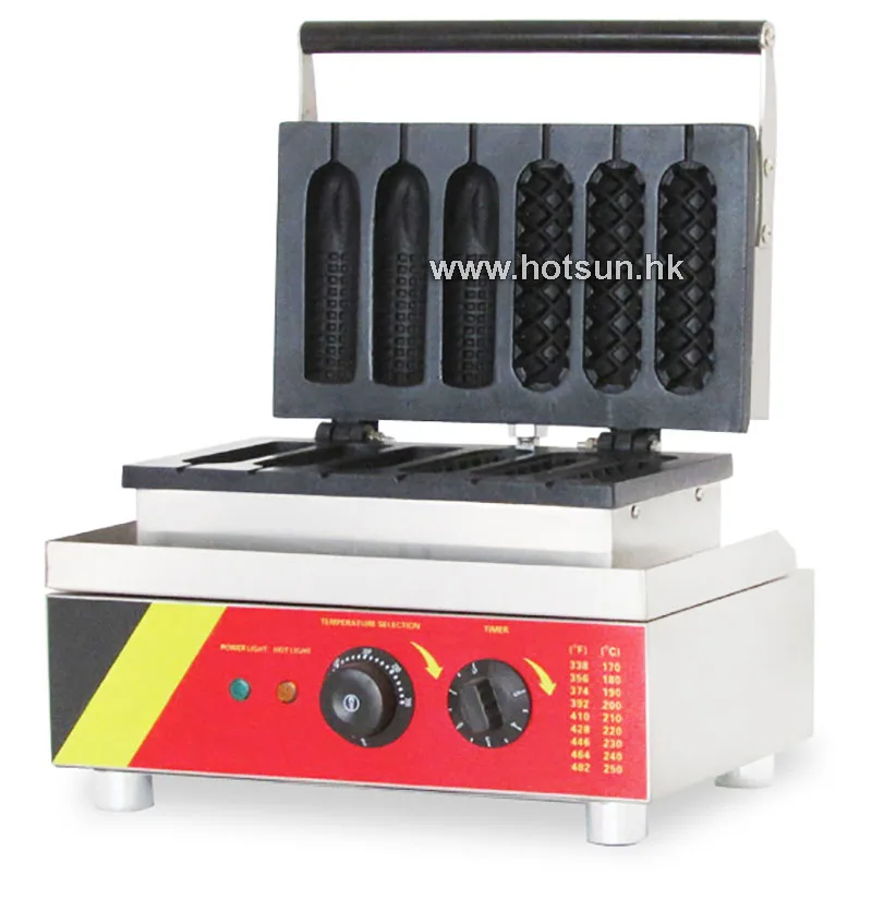 Commercial Non stick 110V 220V Electric 6pcs Lolly Waffle Hot Dog Maker