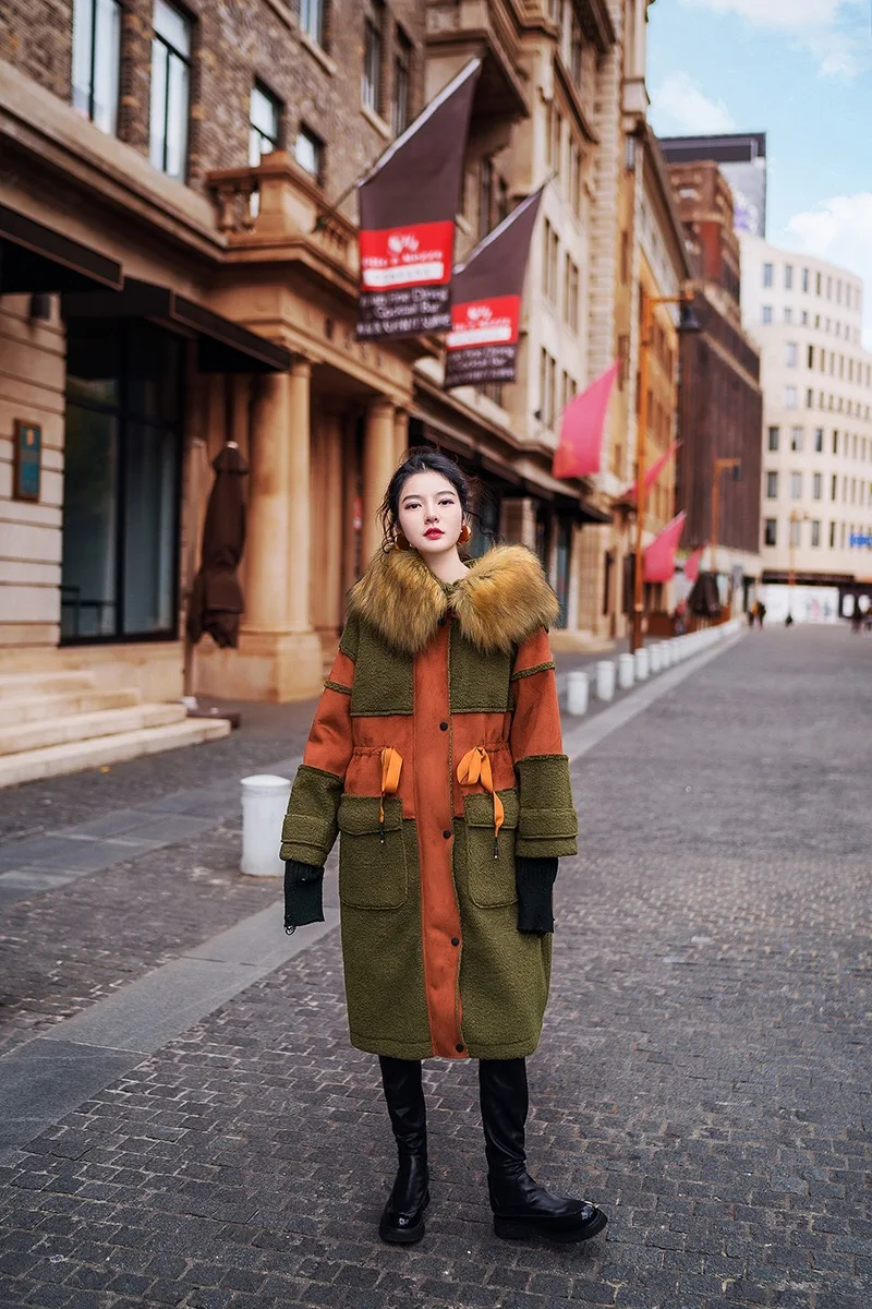 En Vert Designer Fourrure Renard Haut De Faux Manteau Armée Hiver Couture Peluche Automne Vintage Gamme Haute 2018 D'origine Patchwork ngq4YEwx0
