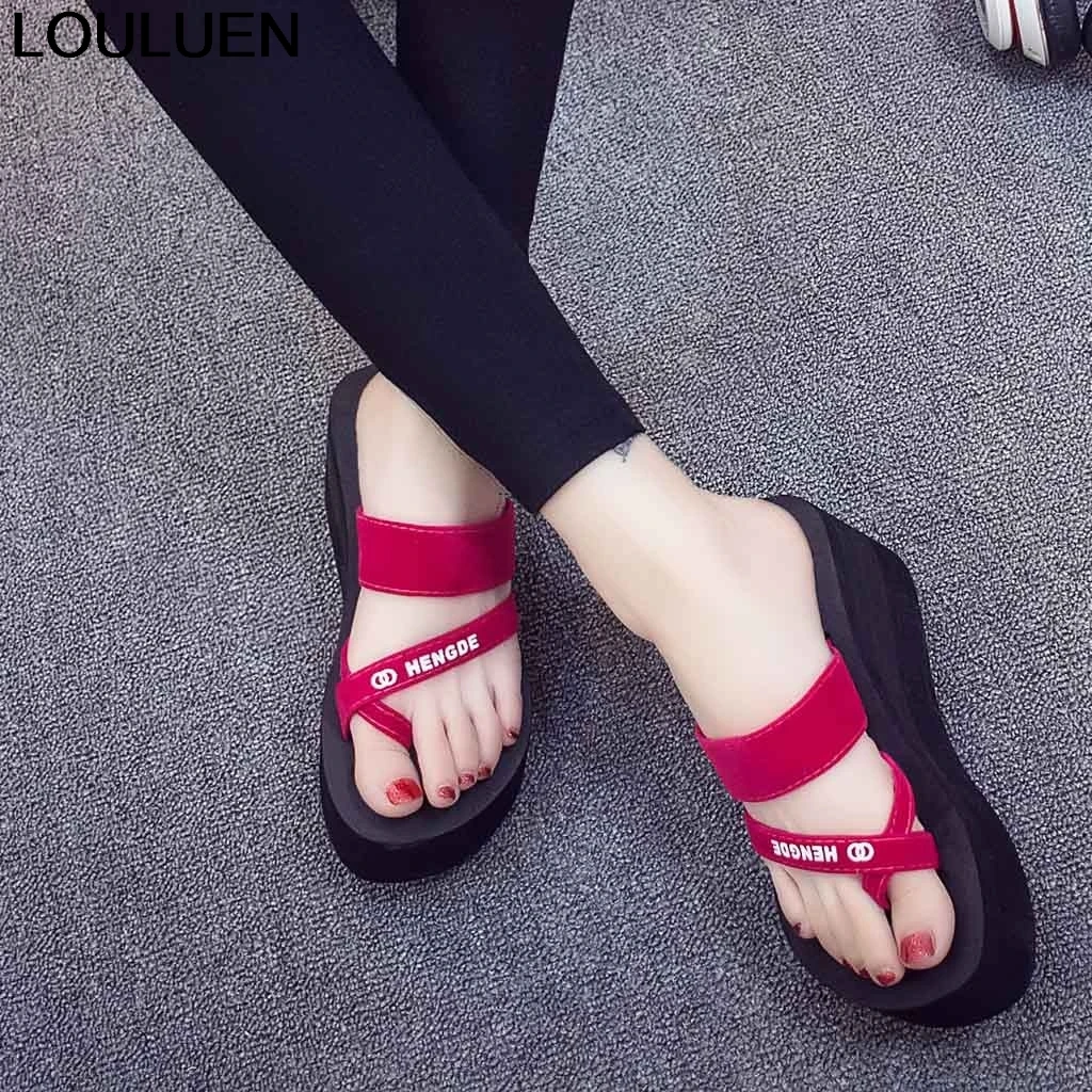 LOULUEN Schuhe frau Solide Dicken Boden Sandalen Nicht-Slip Flip-Flops Außerhalb Strand Hausschuhe Grundlegende Schuhe zapatillas mujer 5. MAR.5