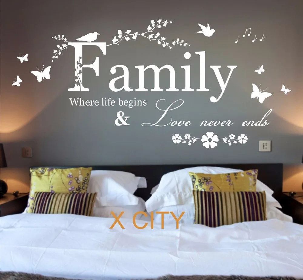 Family Where Life Begins Quote Words Bedroom Wall Art Sticker Family Where Life Begins Quote Words Bedroom Wall Art Sticker Removable Vinyl Transfer Decal Home Decoration S M L In Stickers From Garden On