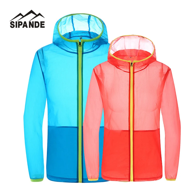 

outdoor Camping Jackets Summer Quick Dry Patchwork Jacket men Women Transparent Anti UV Thin Hiking Hooded Coat