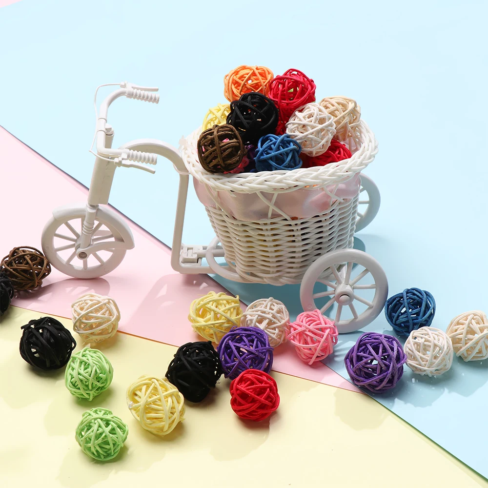 

10PCS 3cm Artificial Straw Ball Rattan Wedding Decor Birthday Party Decor Rattan ball Home DIY Craft Decor Ornament Supplies