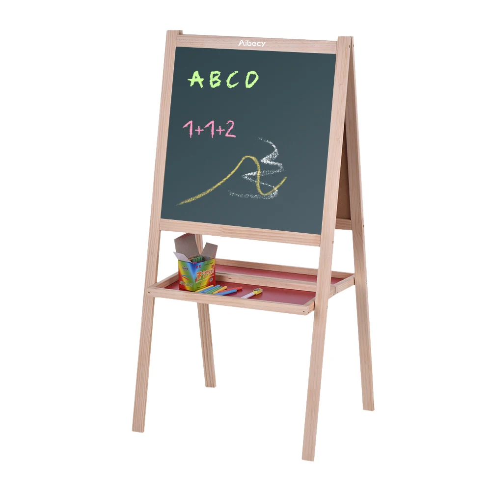 

Wooden Foldable Art Easel Chalkboard White Drawing Board Dual-sided Magnetic Educational Board with Storage Tray Kids Gift 2018