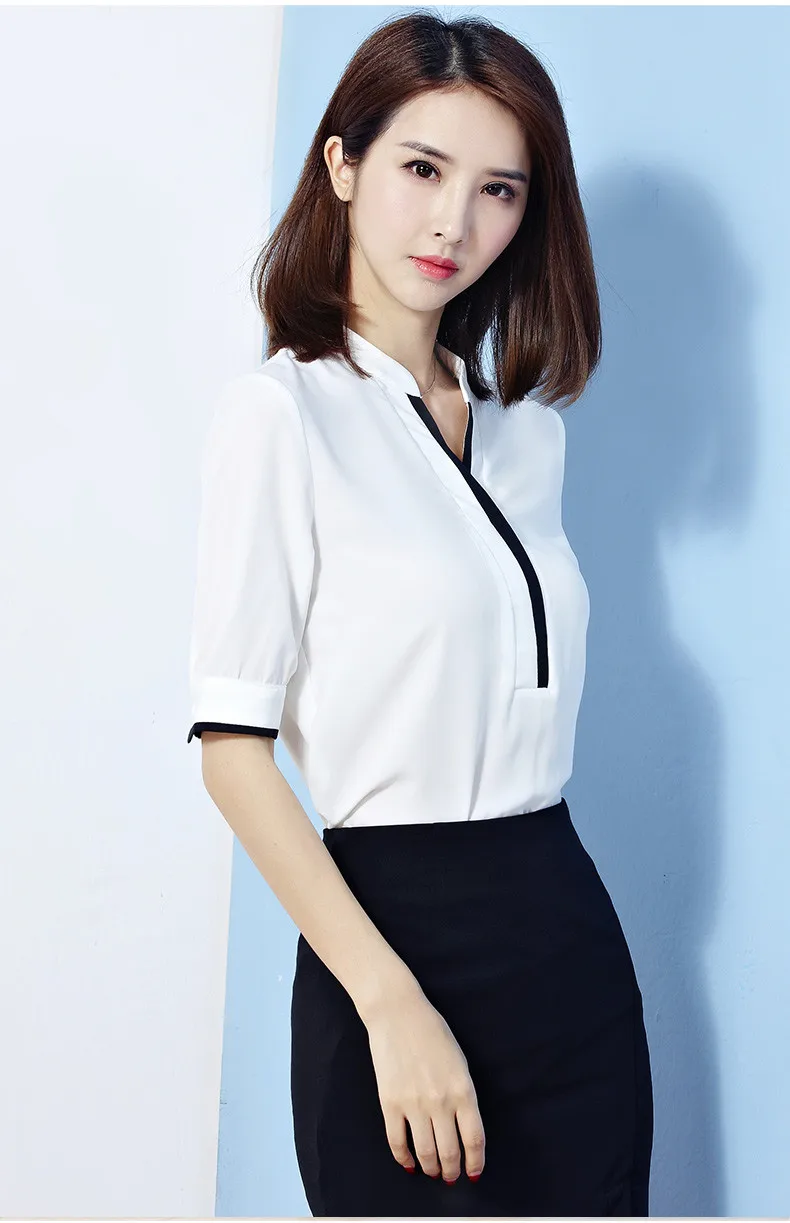 2019 новый модный темперамент slim-fit деловой костюм для женщин Рабочая одежда с коротким рукавом стюардесса косметолог Рабочая одежда