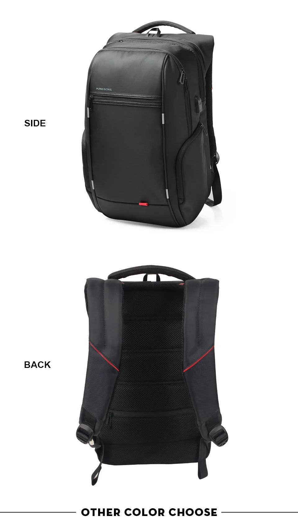 KINGSONS New 15 Inch Big Capacity Laptop Backpack Men Women Fashion Backpack Business Leisure Travel Student Backpack