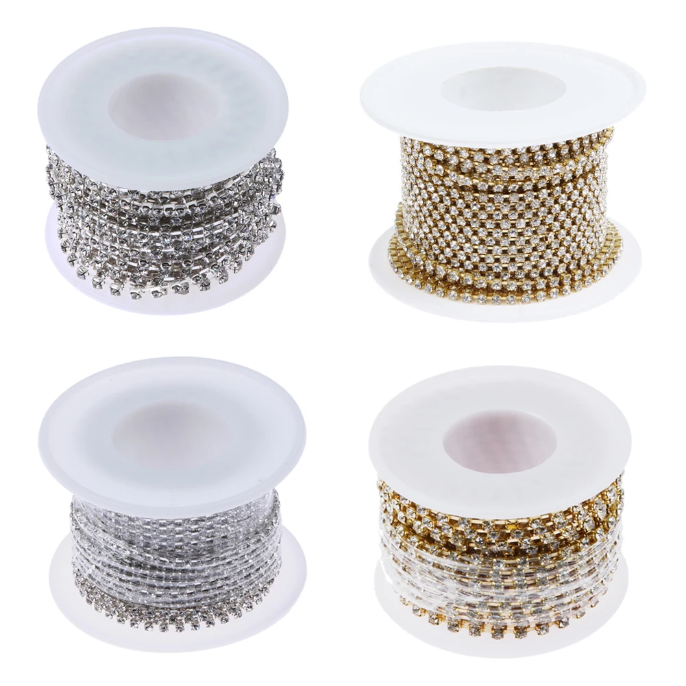 Buy 10 yards/roll Clear Crystal Plating Cup Chain Sew