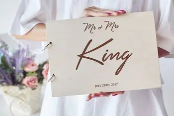 

Wedding Guest Book Alternative With Mr Mrs Name,Unique Custom Wooden Guest Book For Wedding Gift,Personalized Engraved Guestbook