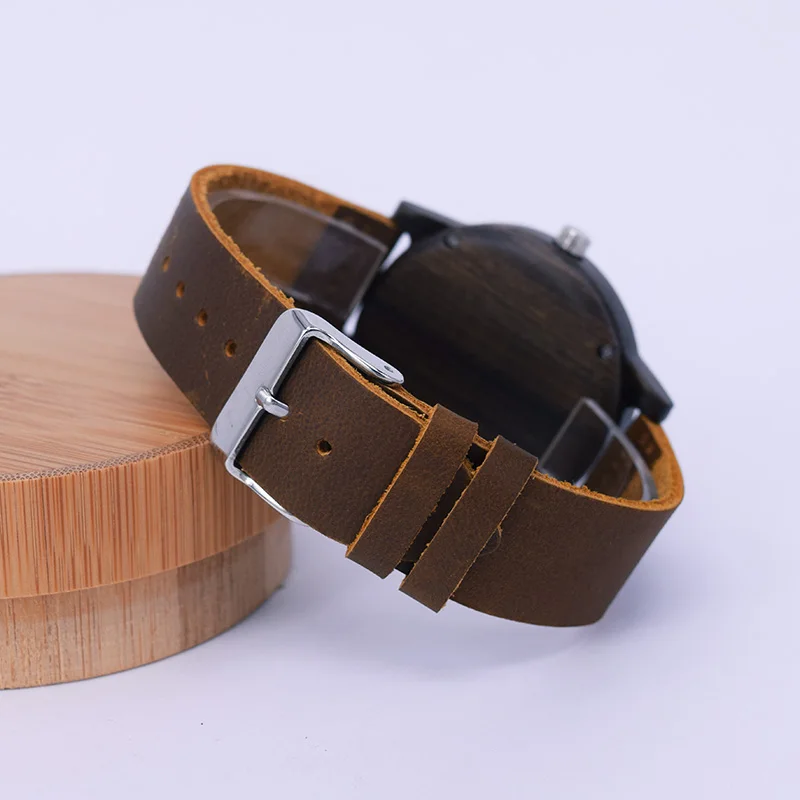 MAN WOOD WATCH BAMBOO BROWN LEATHER MALE18
