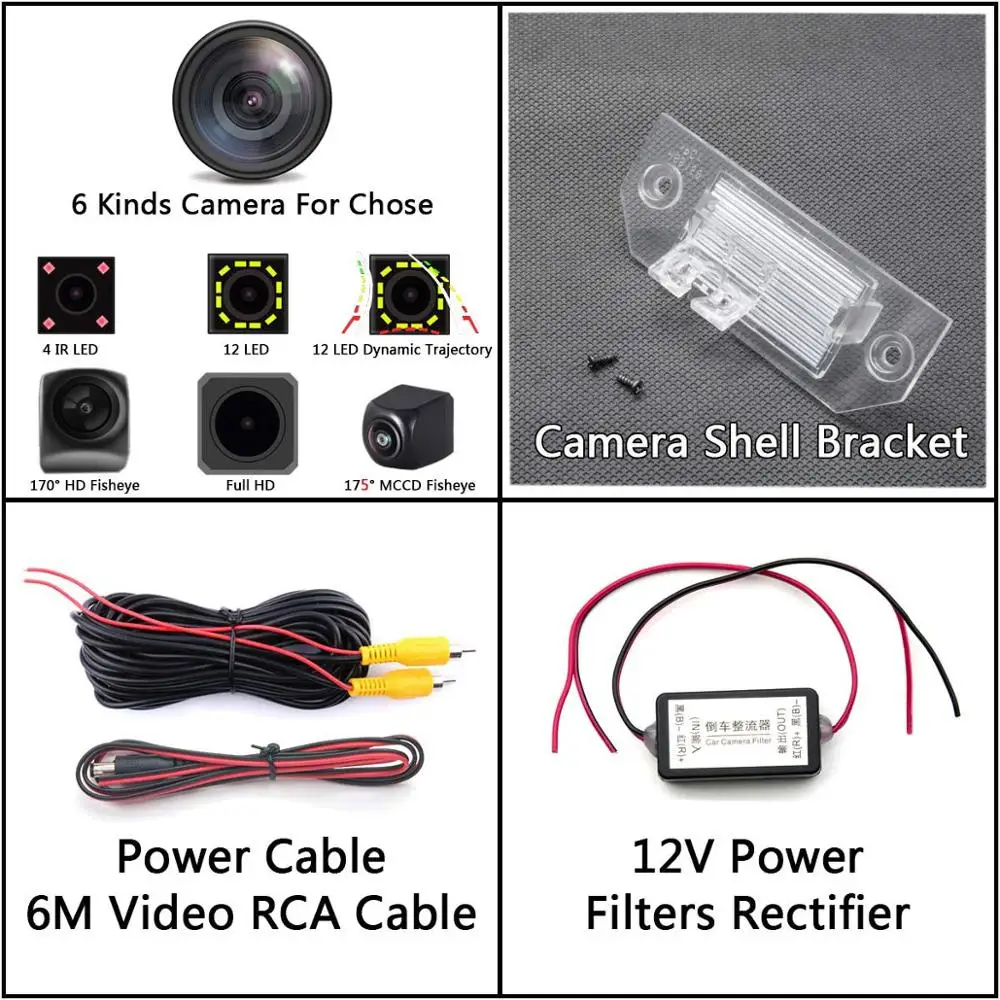 12 Светодиодный интеллектуальные динамические траектории треков заднего вида Камера Обратный Парковка Камера для Ford Focus MK2 седан C-Max C - Название цвета: Camera n Filters