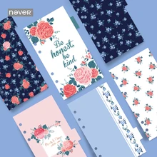 Yiwi Nunca Papelaria Subiu Padrão de Seis Buraco Manual Loose-leaf Notebook página Separador Página Página de Índice