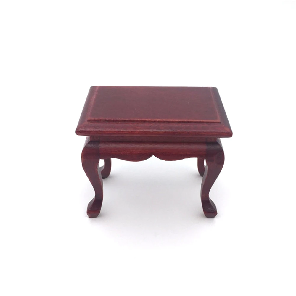 1/12 Dollhouse Miniature Accessories Mini Wooden Vintage End Table Simulation Tea Table Furniture Toys for Doll House Decoration