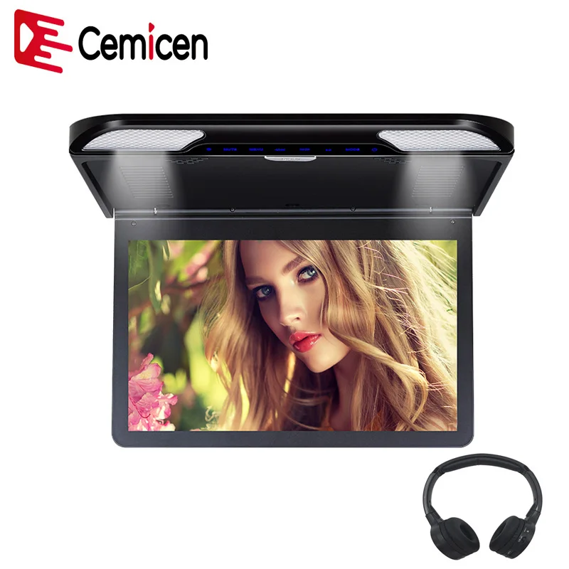 

Cemicen FHD 1018P 13.3 Inch Car Monitor Flip Down Touch Button 1920x1080 Roof Mount Monitor MP5 Player HDMI/USB/SD/IR/FM/Speaker