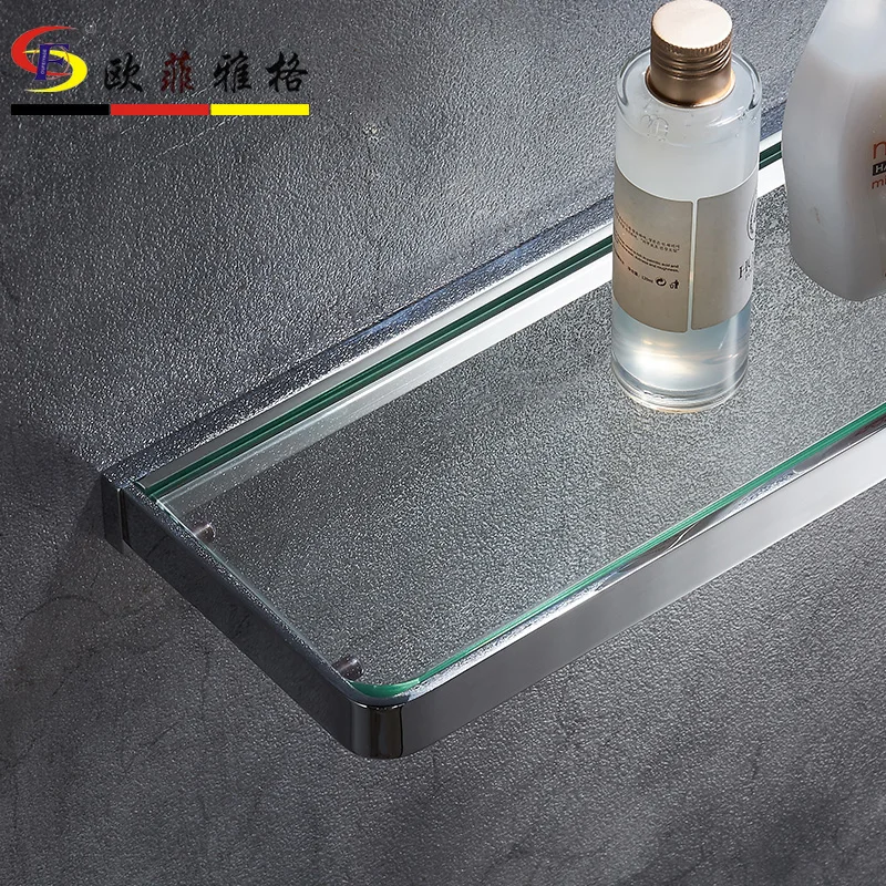 

AUSWIND Contemporary Towel rack Square base bathroom shelf with glass silver polish wall mount bathroom accessories