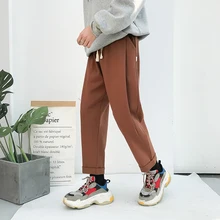 Fashion Casual Men's Straight Pants Autumn And Winter New M-2XL Solid Color Loose Trousers Black Brown Personality Youth Popular