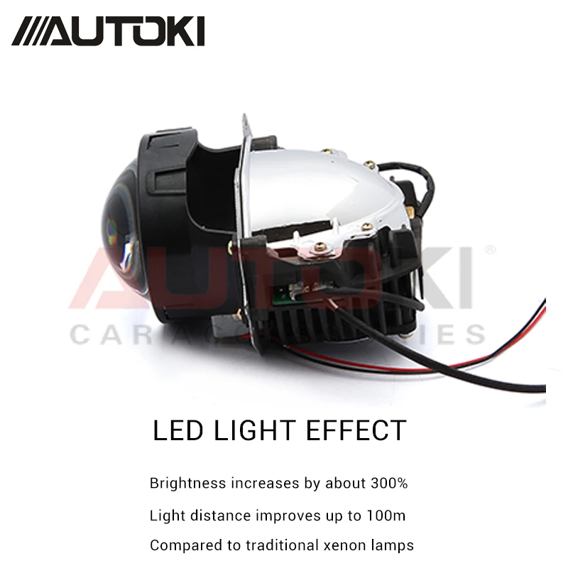 Автомобильный Стайлинг Autoki Универсальный Bi Светодиодный прожектор головной светильник s объектив с чипом 3,0 дюймов высокий и Низкий Луч Авто налобный светильник модифицированный