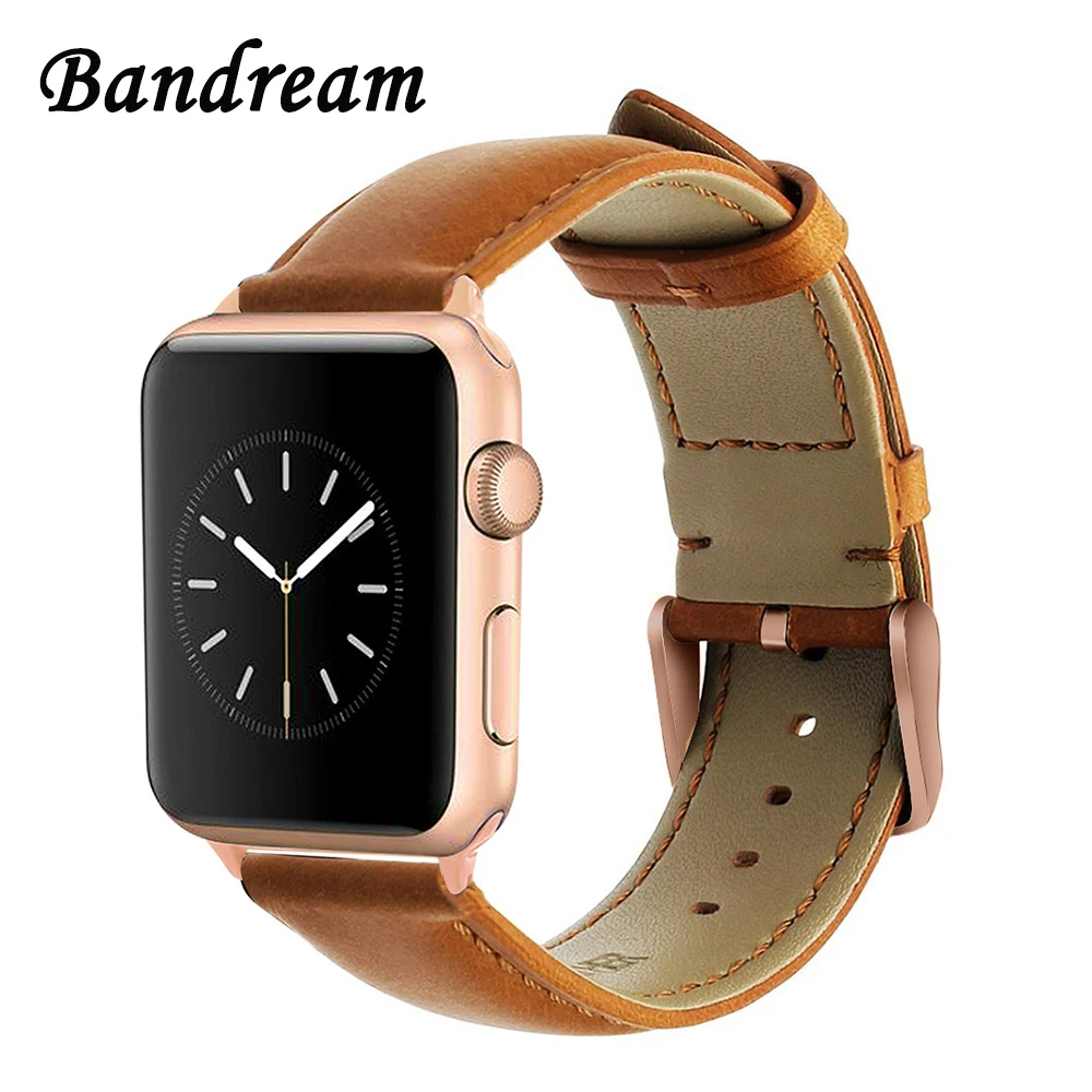 

Italy Vintage Leather Watchband for iWatch Apple Watch 38mm 40mm 42mm 44mm Series 5 4 3 2 1 Band Wrist Strap Belt Brown Black