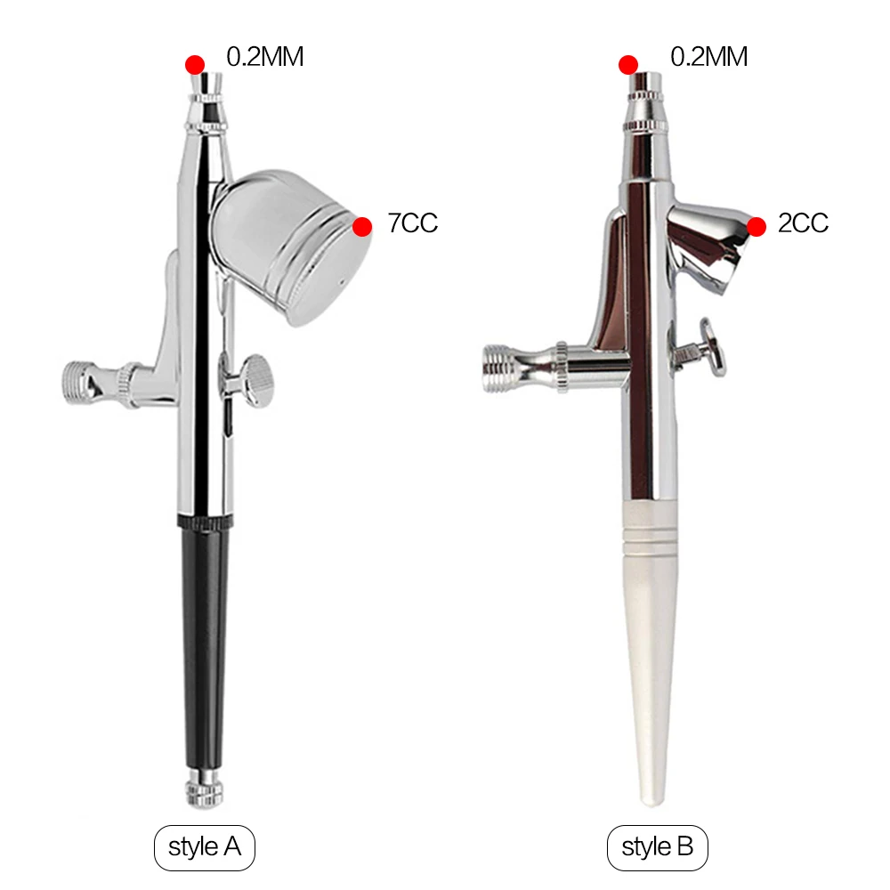 3 режима двойного действия Аэрограф набор с мини компрессором 0,2 мм Игла 2CC/7CC Набор для очистки чашки для макияжа ногтей ремесло торт